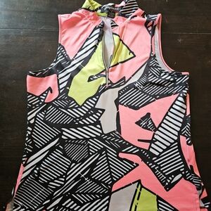Simplicity Pink and Black Graphic Golf Top